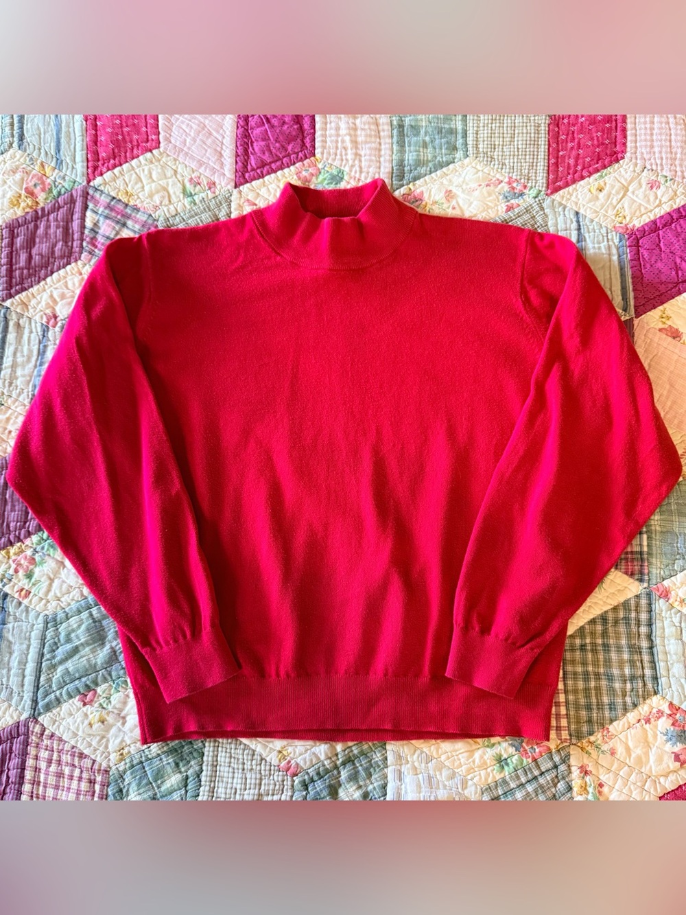 Talbots Petites Red Mock Turtleneck Sweater — Size L
